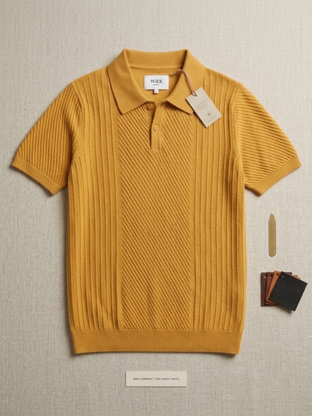 NWOT Wax London Men’s Mustard Knitted Polo